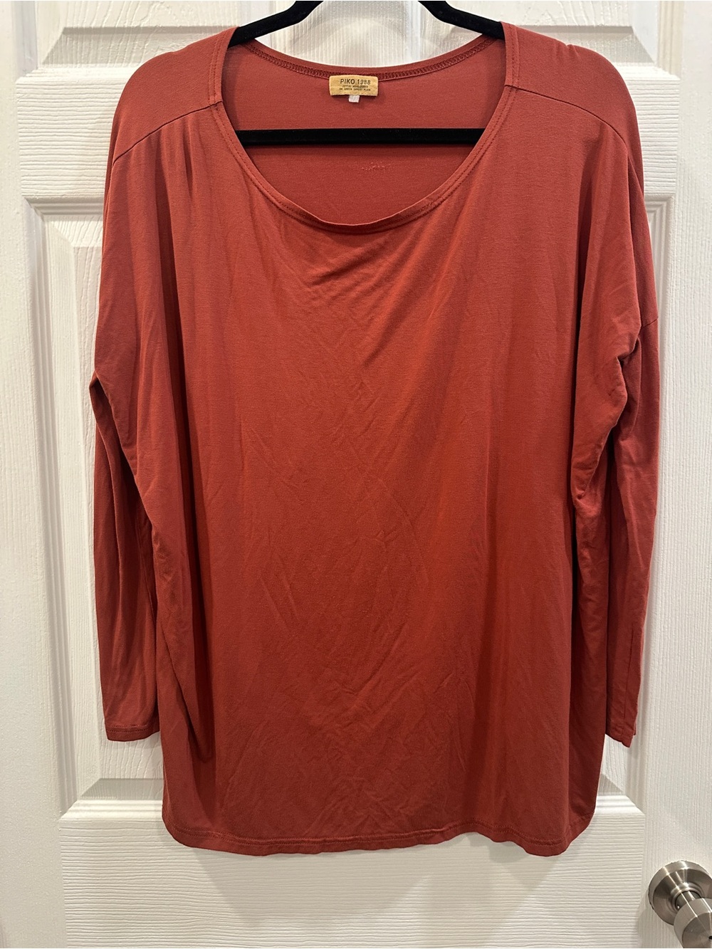 PIKO Red Orange Bamboo 3/4 Sleeve Tunic Top, Women's Size L